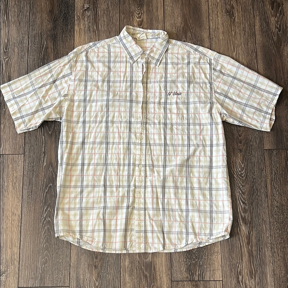 G Unit 50 Cent Rap Heavyweight Men's 2XL Plaid Short Sleeve Button Down Shirt